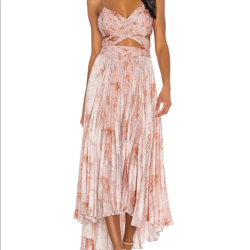 AMUR Lumi Waist Cutout Pleated Dress in Blush Size 4